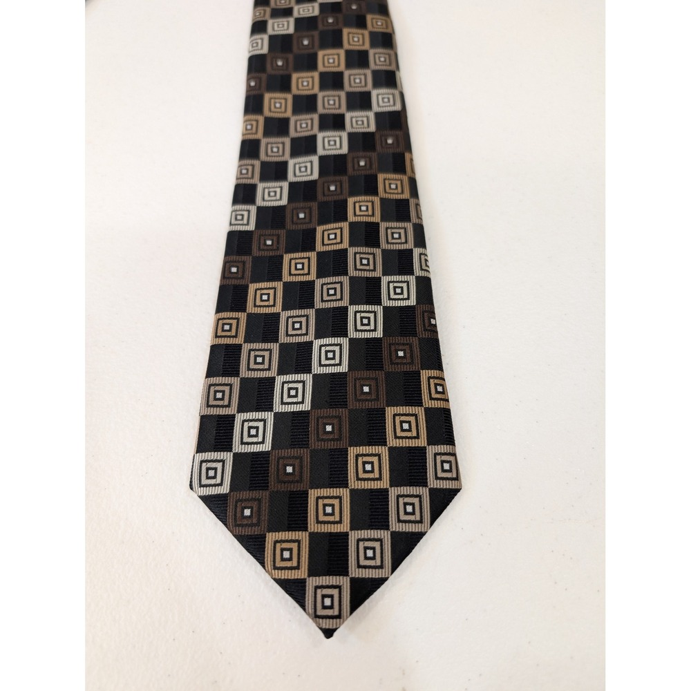 Colours by Alexander‎ Julian Mens Necktie Squares Brown Black Pattern 57" 3.25"